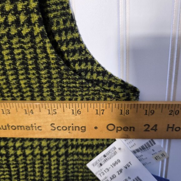 Y2k Womens Small Plaid Zip Vest Green Autumn Earthy Natural New USA - Picture 6 of 7